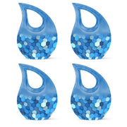Celestial Blue Blue Cremation Urn lifestyle display on memorial shelf - cross and blue combined in spiritual memorial design - 10 inch aluminum urn for cremated remains
