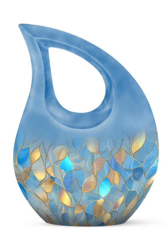 Personalized Elegant Blue Cremation Urns - Blue 10-inch, 200 cu in - Karyliz
