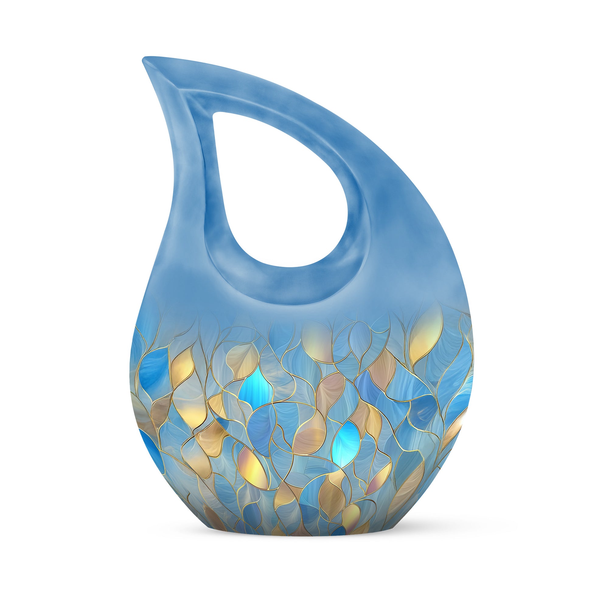Personalized Elegant Blue Cremation Urns - Blue 10-inch, 200 cu in - Karyliz