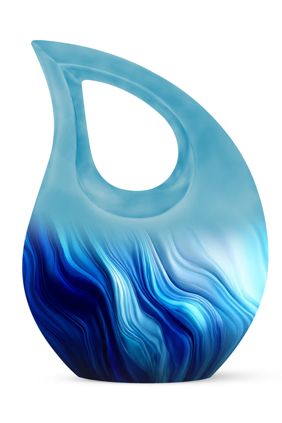 Personalized Blue Steadfast Blue Cremation Urns for Human Ashes - 10-inch, 200 cu in - Karyliz