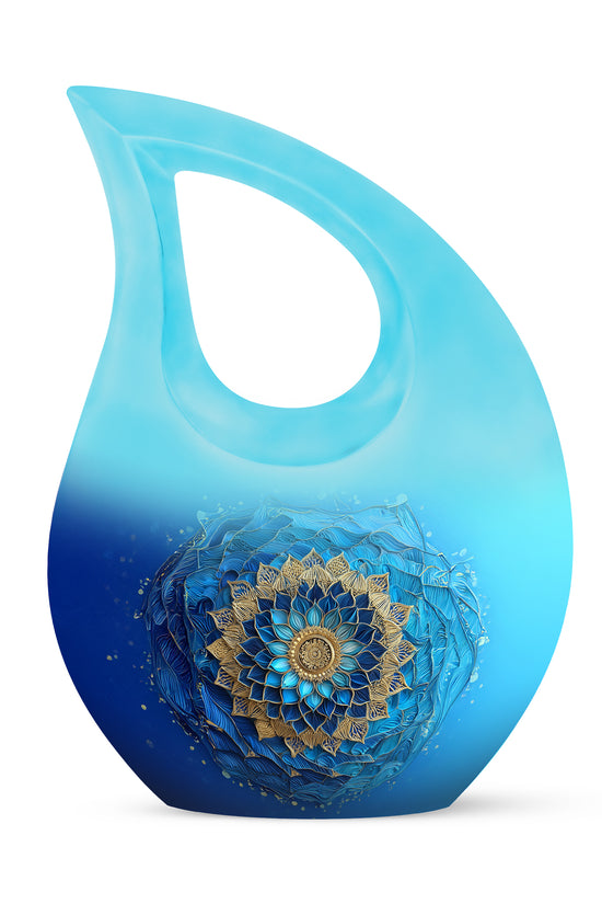 Radiant Blue Memorial Cremation Urns - Teal 10-inch, 200 cu in - Karyliz