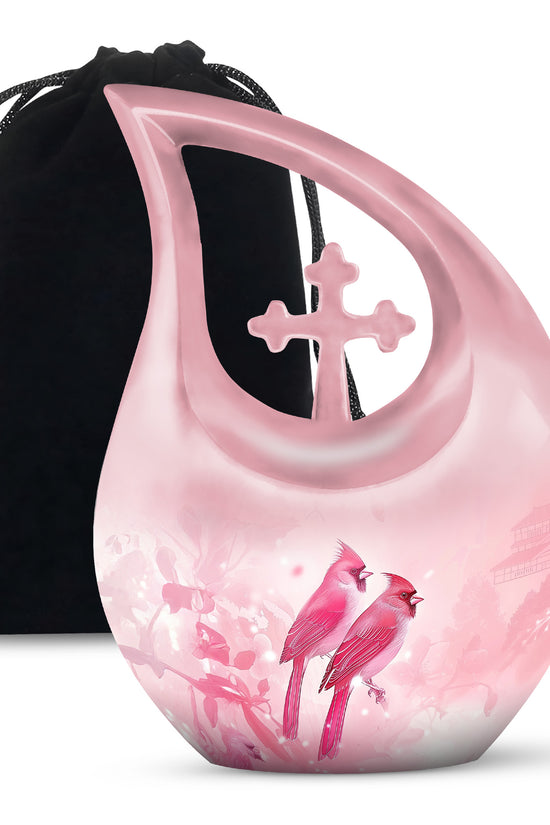Artistic Cardinal Bird Cremation Urn For Women - Large Urn For Female