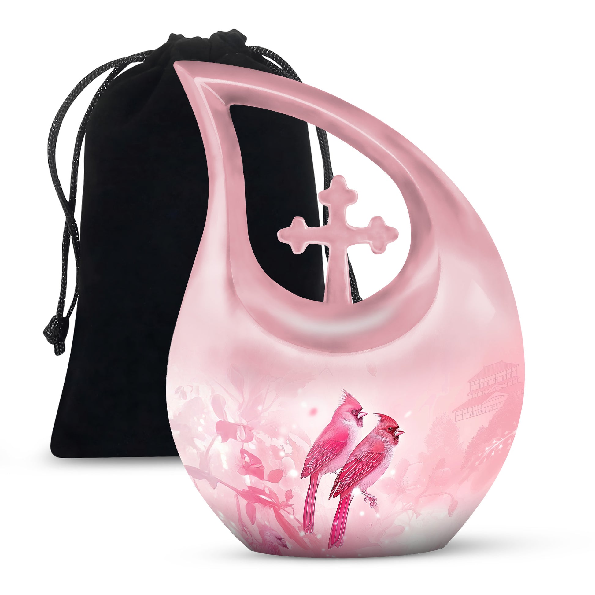 Artistic Cardinal Bird Cremation Urn For Women - Large Urn For Female
