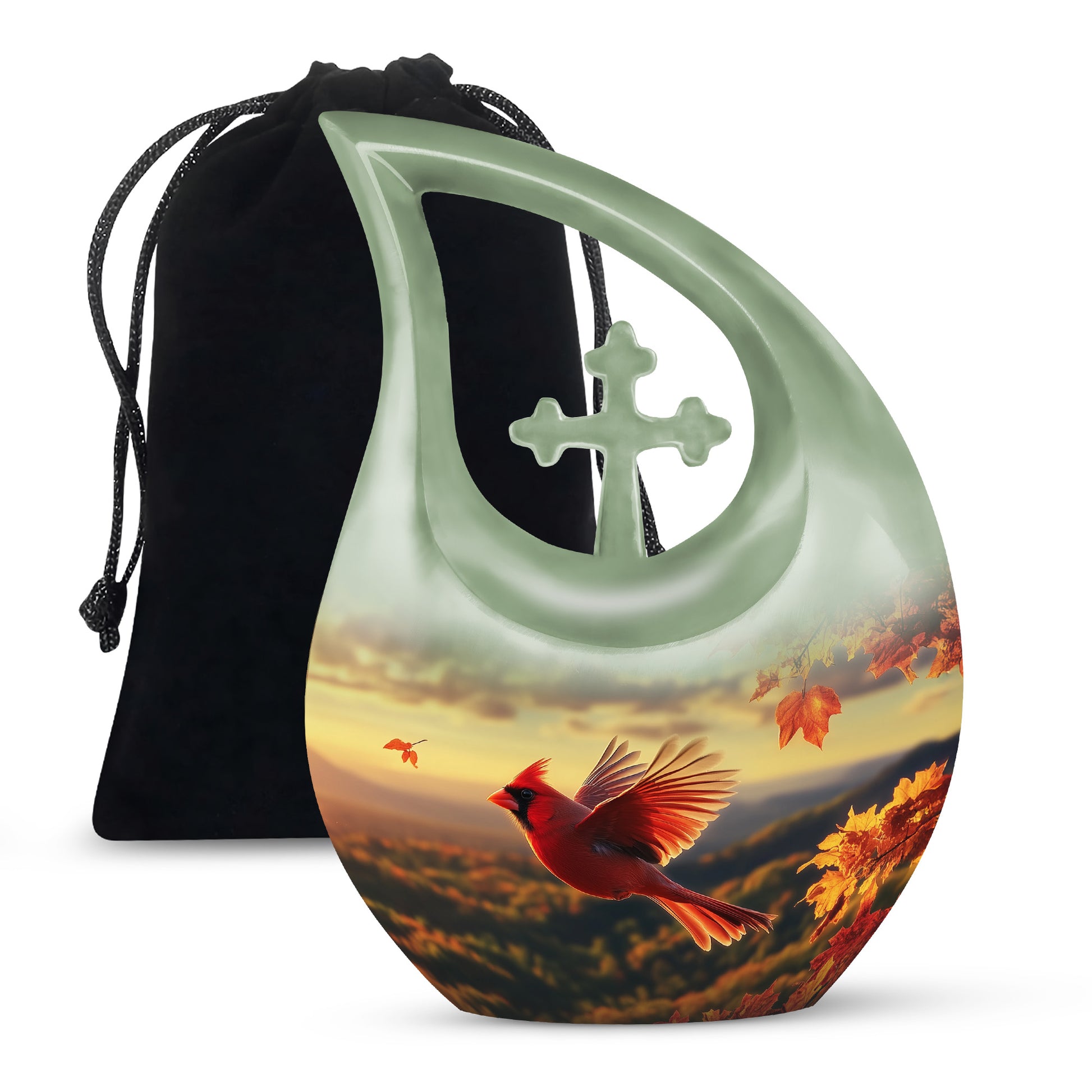 Flying Cardinal Bird Urn For Ashes - Urn For Adult Male & Female