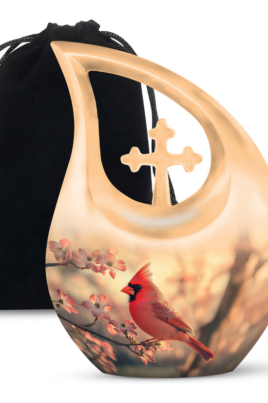Red Cardinal Bird Urn For Adult Female & Male - Large Sized Urn