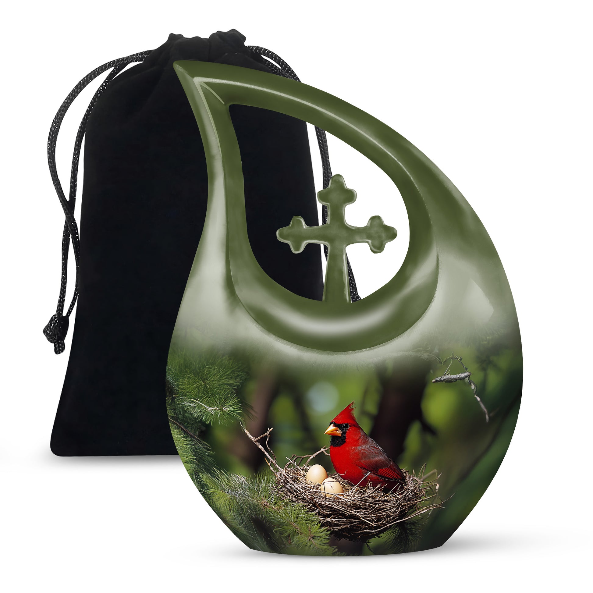 Cardinal Bird Memorial Urn For Ashes - Bird Nest Cremation Urn For Ashes