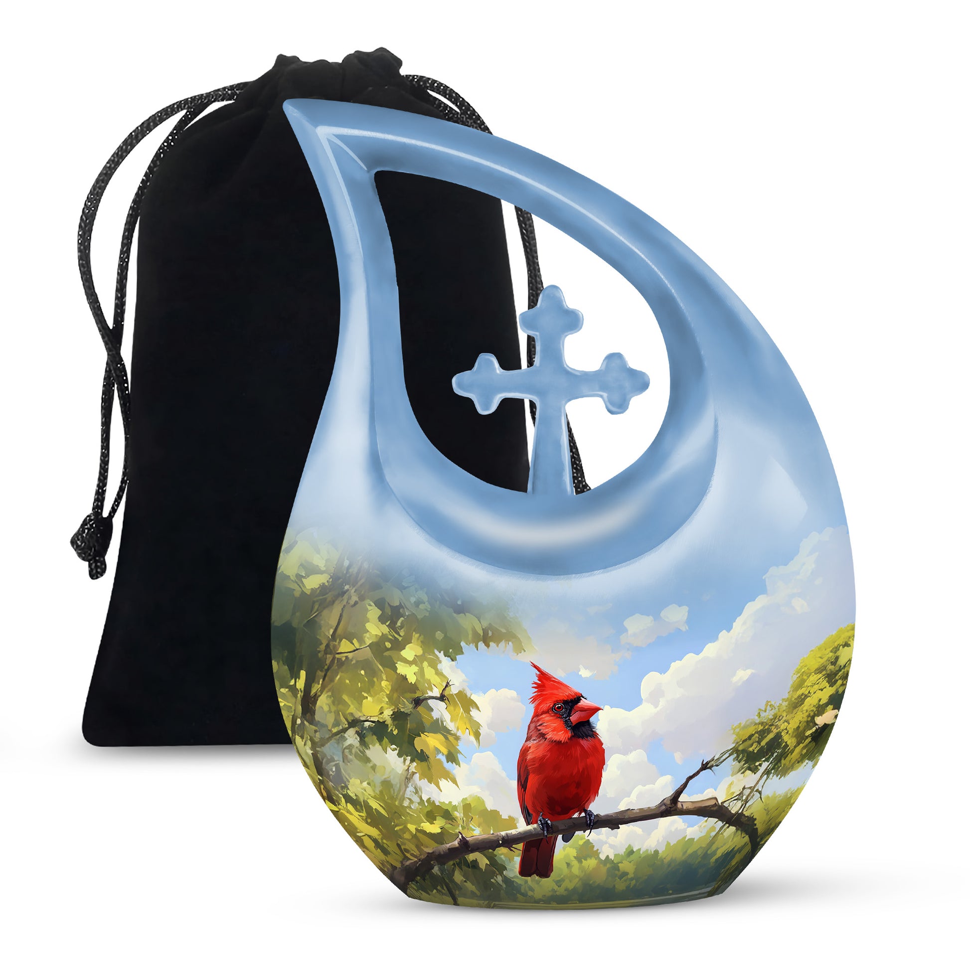 Cardinal Bird Cremation Urn - Nature Funeral Urn For Human Ashes