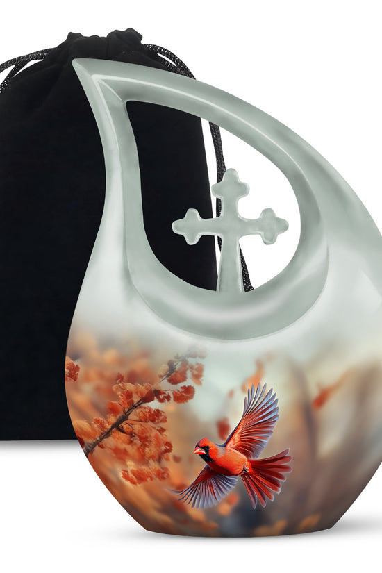Flying Cardinal Memorial Urn - Beautiful Nature Urn For Loved Ones