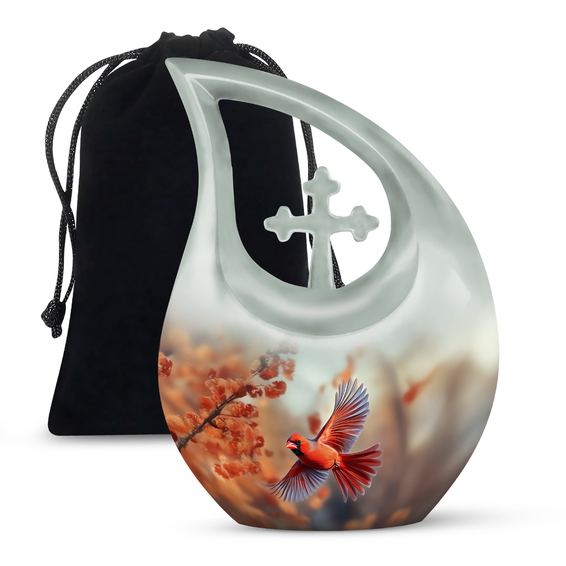 Flying Cardinal Memorial Urn - Beautiful Nature Urn For Loved Ones
