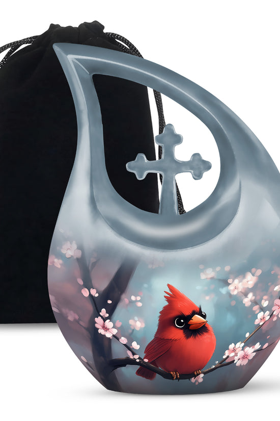 Cartoon Cardinal Bird Urn - Blossom Cremation Urn For Adult Ashes