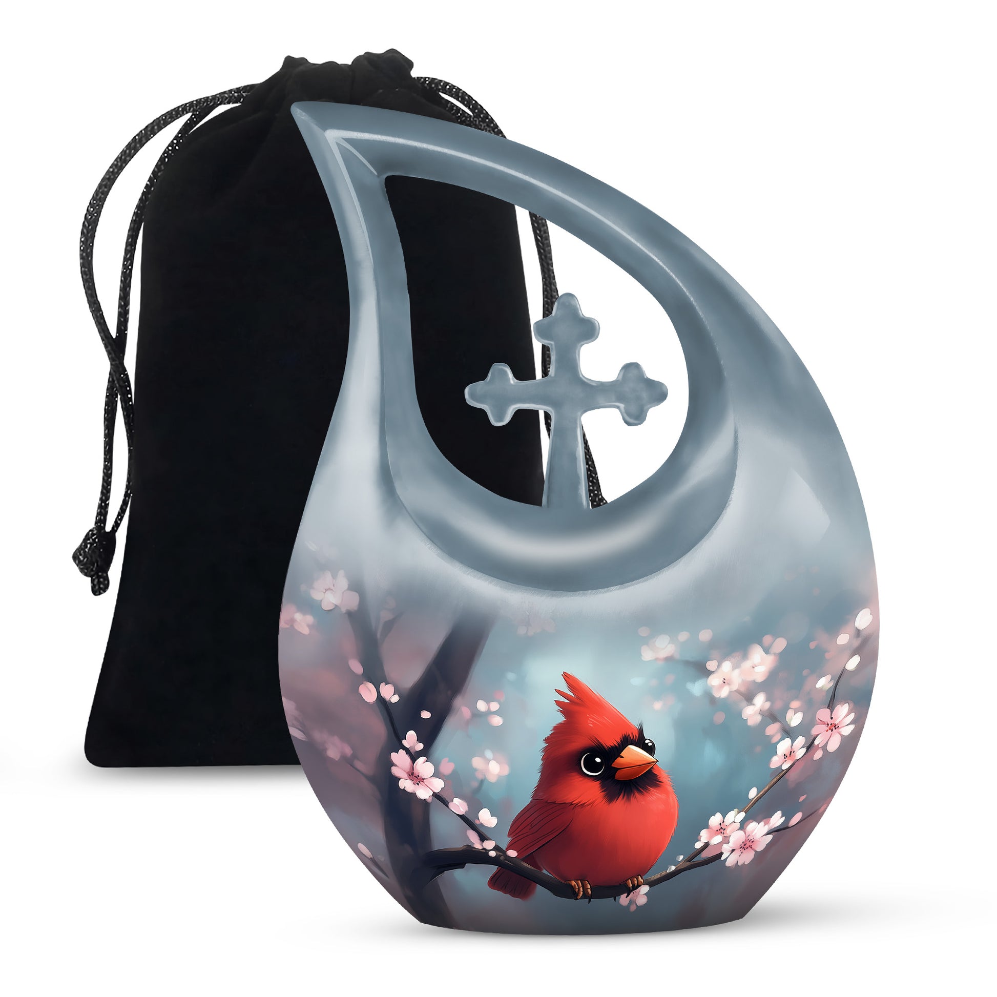 Cartoon Cardinal Bird Urn - Blossom Cremation Urn For Adult Ashes