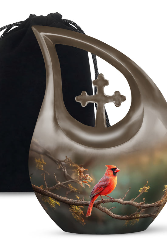 Red Bird Cardinal Funeral Urn - Peaceful Nature Cremation Urn For Ashes