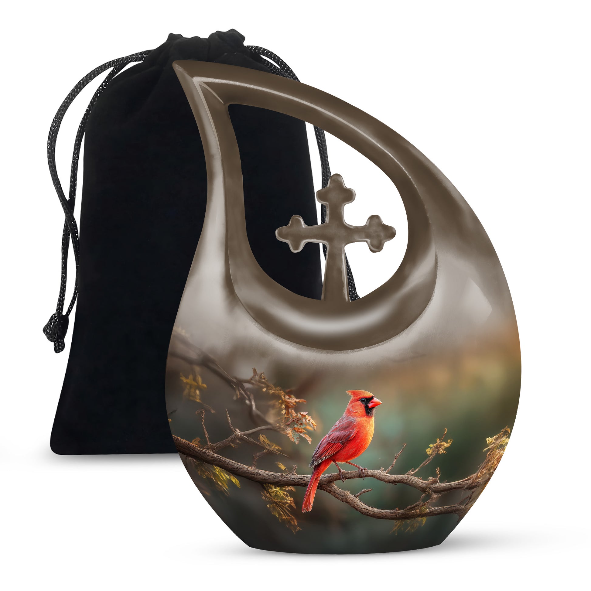 Red Bird Cardinal Funeral Urn - Peaceful Nature Cremation Urn For Ashes