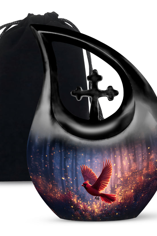Flying Cardinal Bird Memorial Urn - Glowing Forest Crremation Urn For Adult Ashes
