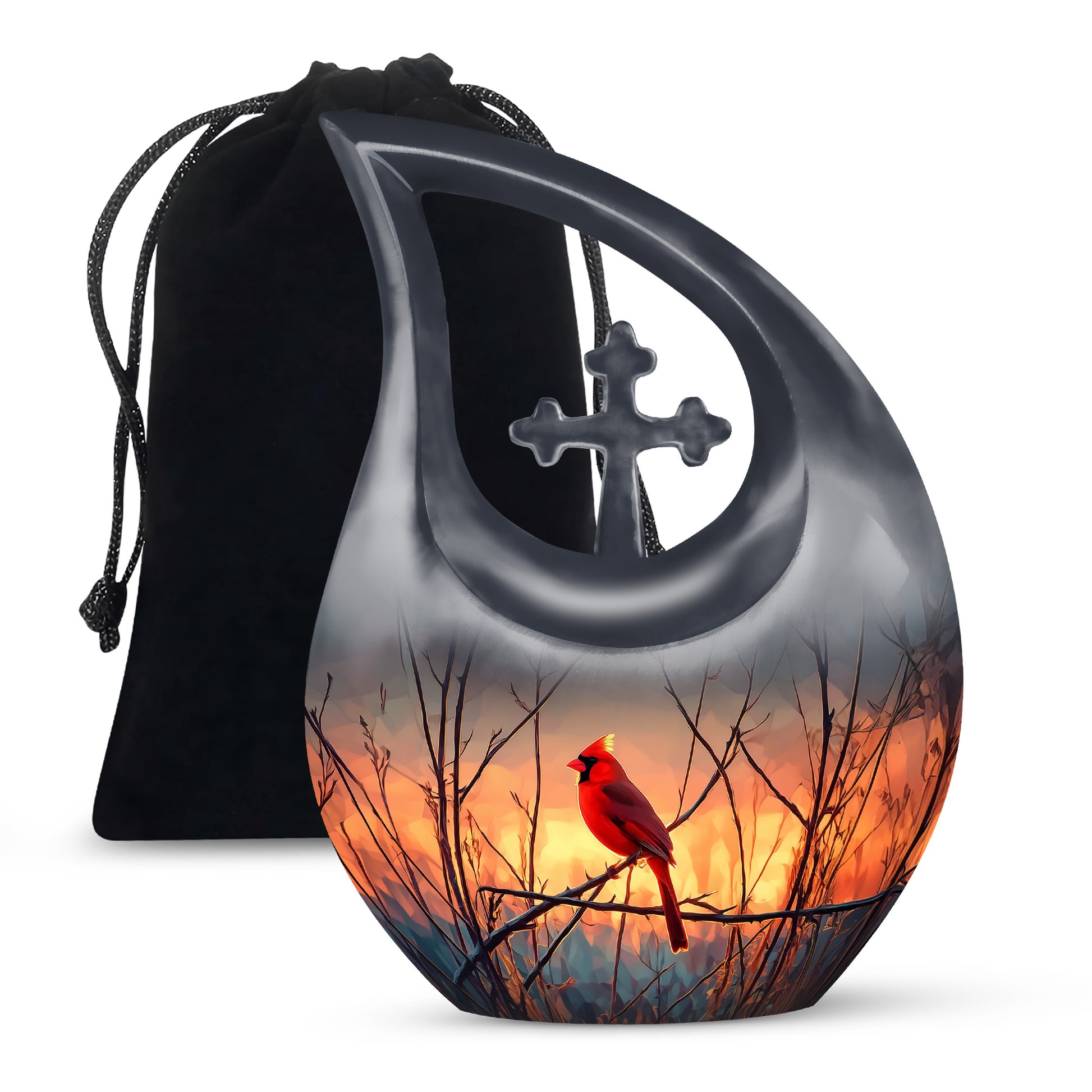 Cardinal Sunset Cremation Urn - Nature Memorial Urn For Human Ashes