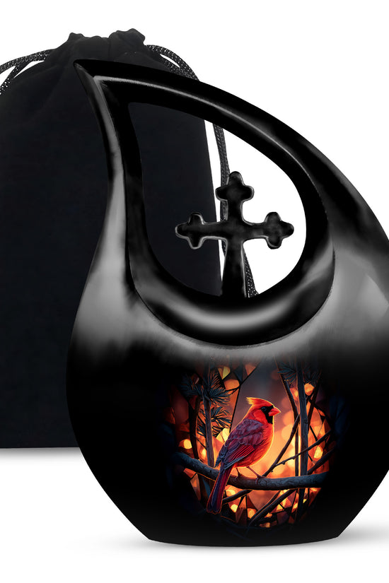 Cardinal Tribute Memorial Urn - Forest Theme Cremation Urn For Loved ones
