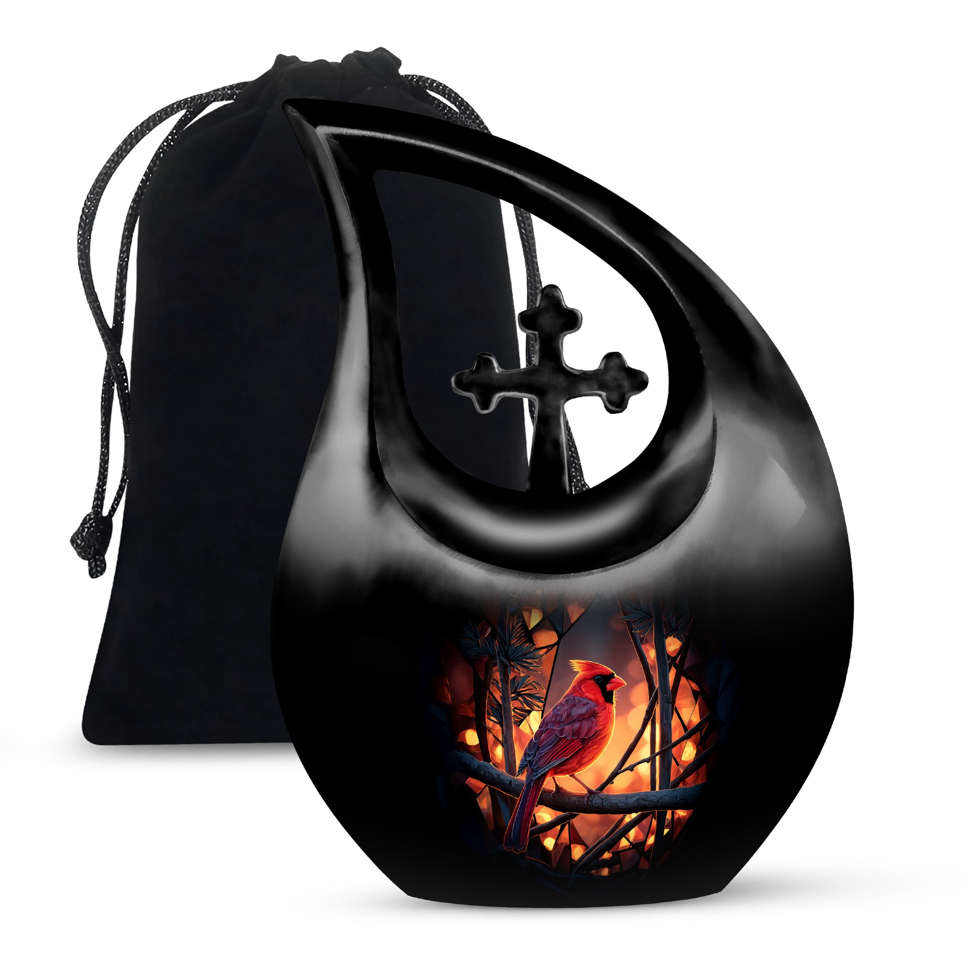 Cardinal Tribute Memorial Urn - Forest Theme Cremation Urn For Loved ones