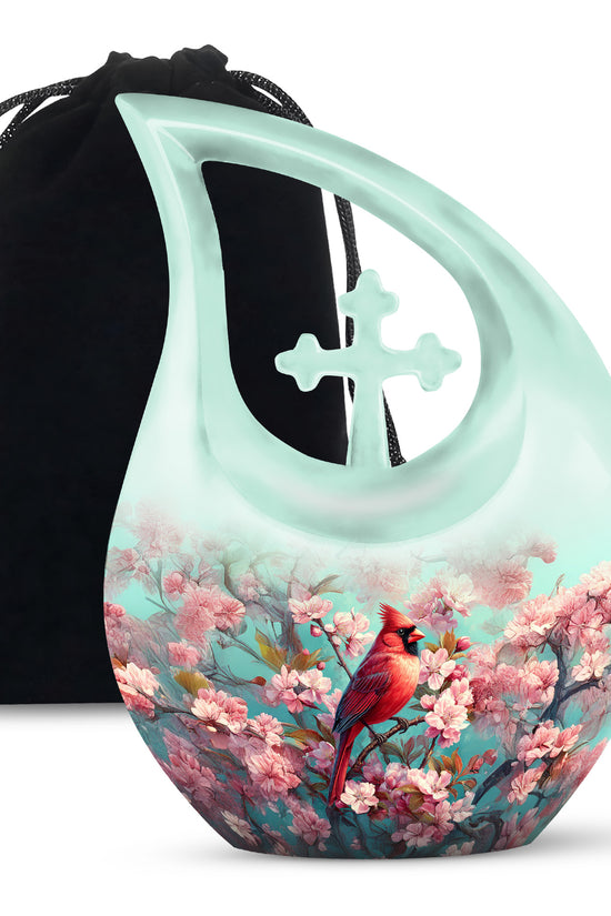 Cardinal Blossom Funeral Urn - Beautiful Memorial Urn For Female