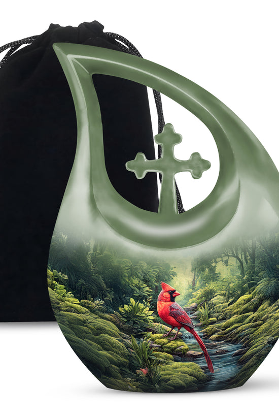 Red Cardinal Cremation Urn - Forest Memorial Urn For Loved Ones