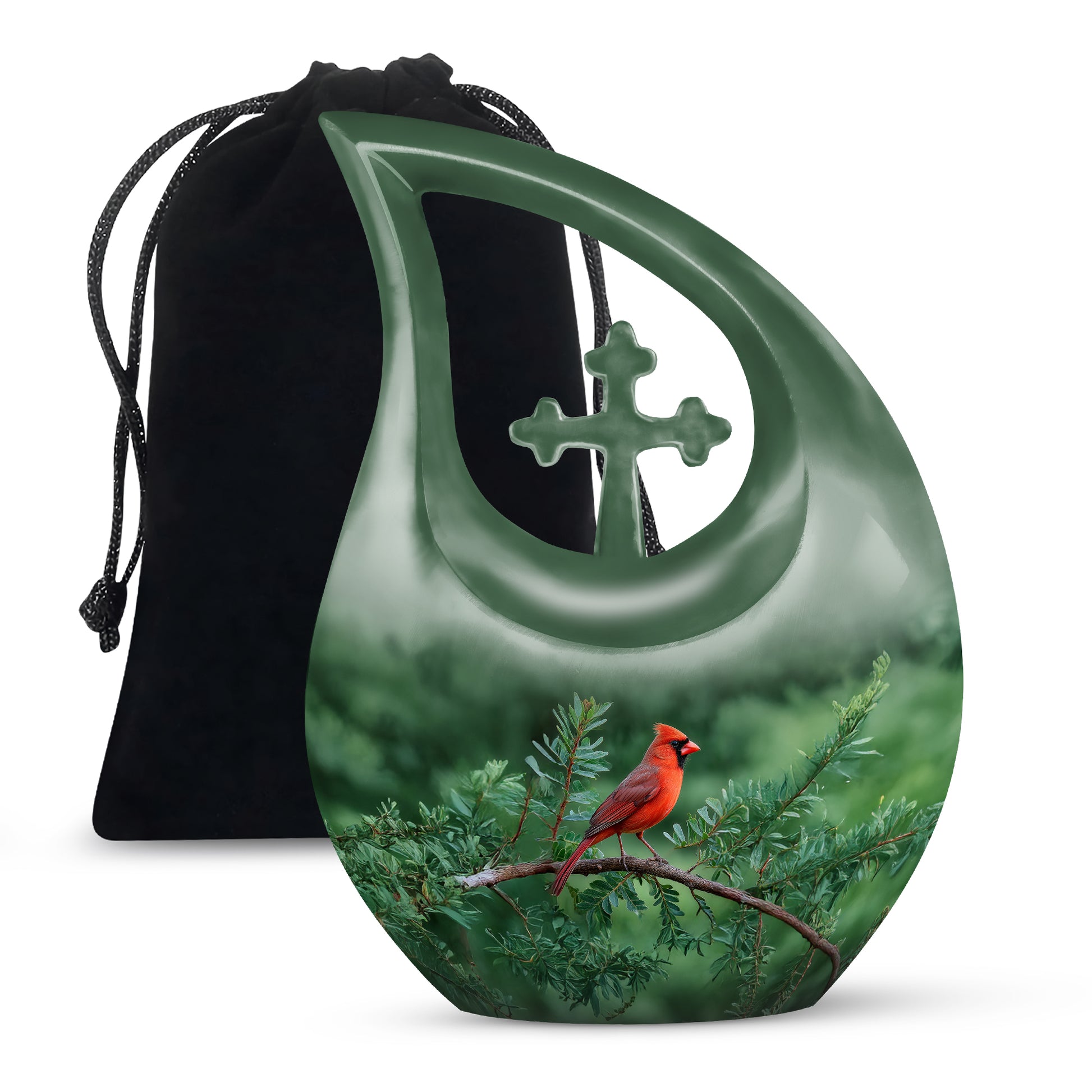 Cardinal Bird Memorial Urn - Nature Theme Funeral Urn For Human Ashes