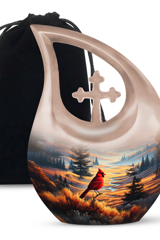 Cardinal Bird Funeral Urn - Peaceful Valley Memorial Urn For Adult Ashes