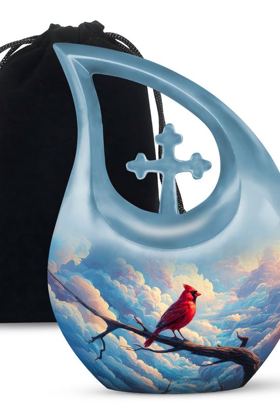 Cardinal Bird Funeral Urn - Peaceful Sky Cremation Urn For Loved Ones