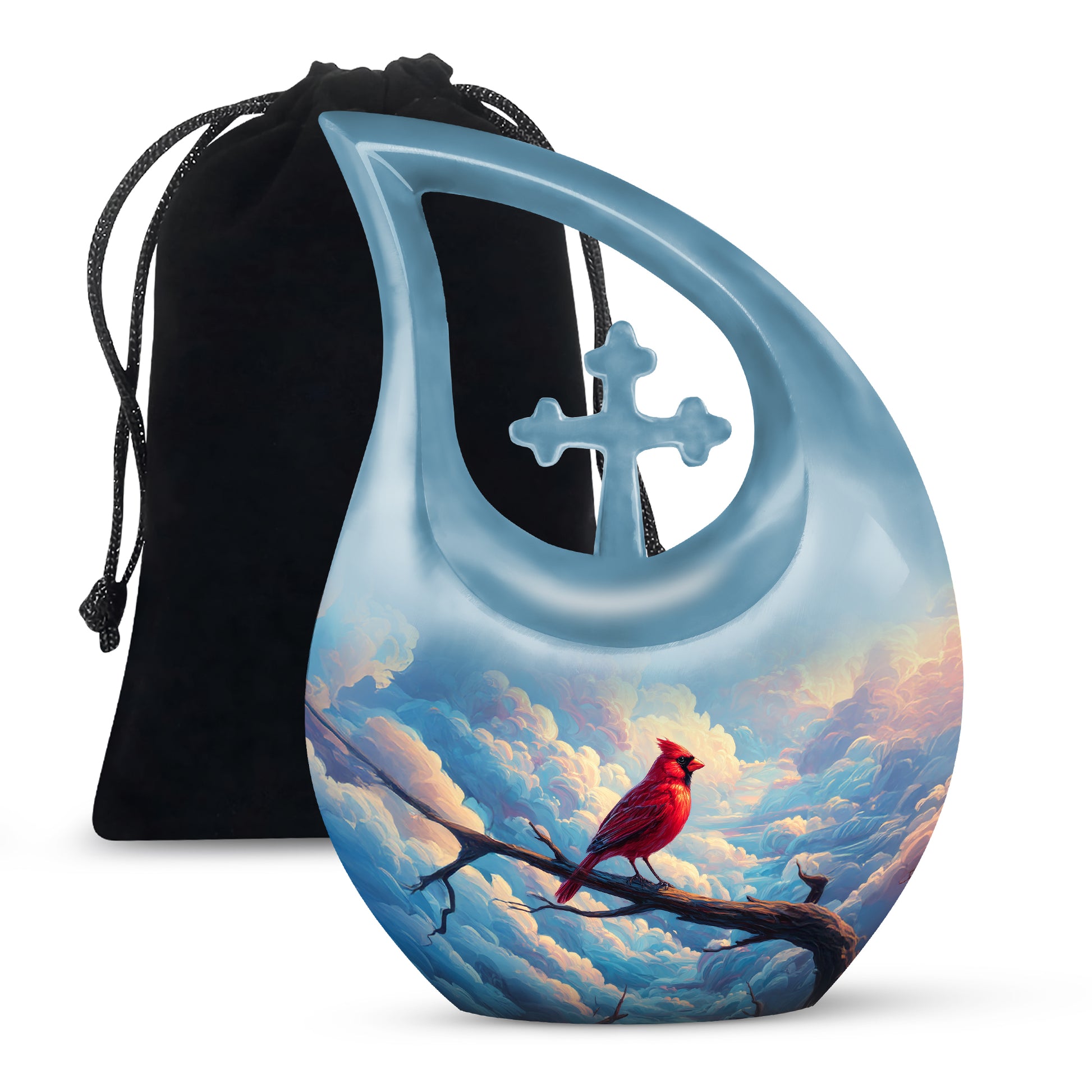Cardinal Bird Funeral Urn - Peaceful Sky Cremation Urn For Loved Ones