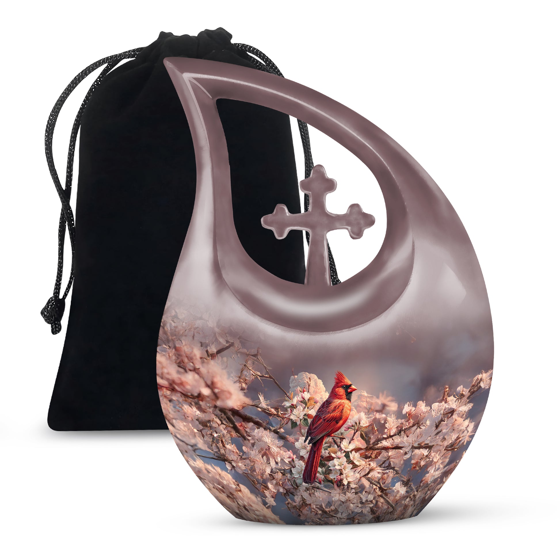 Red Cardinal Bird Memorial Urn - Artistic Memorial Urn For Loved Ashes