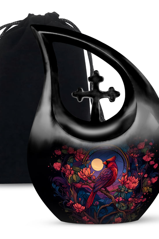 Moonlight Cardinal Cremation Urn - Artistic Memorial Urn For Adult Ashes