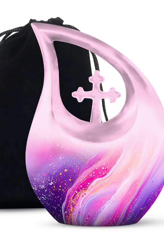 Pink Decorative Cremation Urn - Modern Funeral Urn For Loved Ones