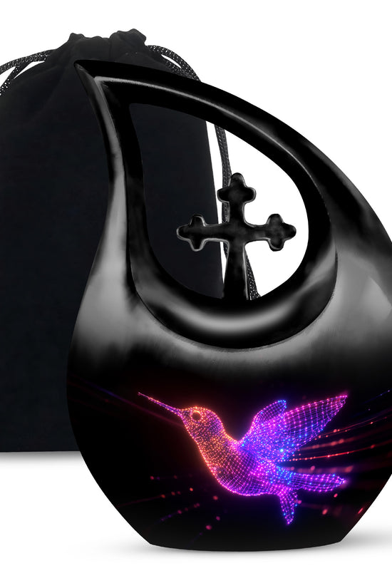 Neon Hummingbird Cremation Urn - Artistic Memorial Urn For Male & Female