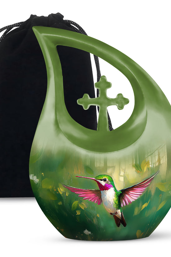 Forest Hummingbird Cremation Urn - Beautiful Natural Memorial Urn For Human Ashes