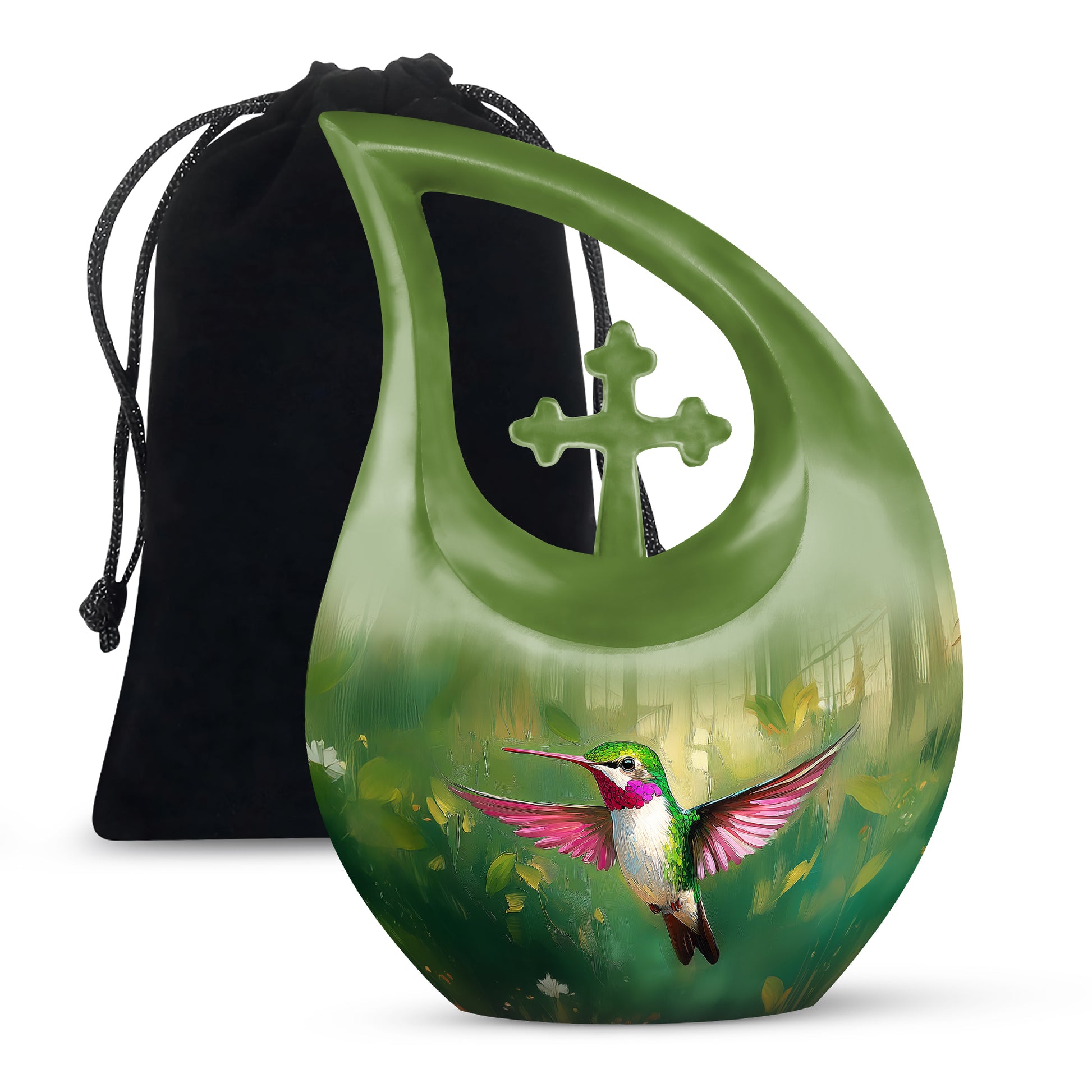 Forest Hummingbird Cremation Urn - Beautiful Natural Memorial Urn For Human Ashes