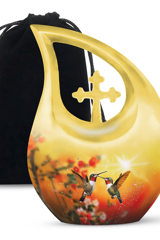 Nature Hummingbird Funeral Urn - Aluminium Memorial Urn For Loved Ones