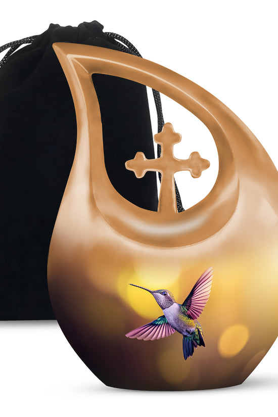 Hummingbird Memorial Urn - Gloden Cremation Urn For Male & Female