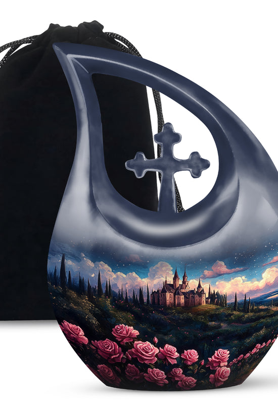 Rose Garden Memorial Urn – Artistic Castle Urn for Adult Male & Female Ashes