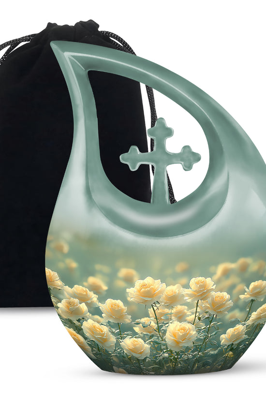 Golden Yellow Rose Memorial Urn – Cremation Urn For Mom & Dad