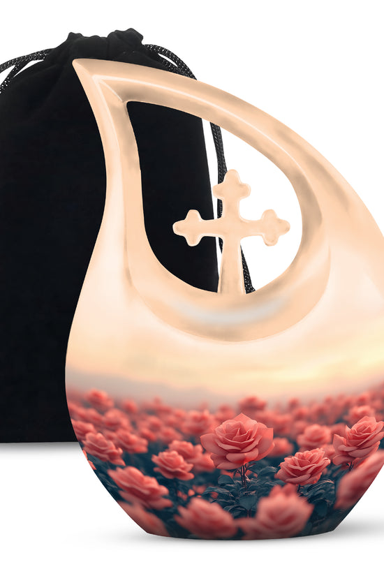 Rose Garden Funeral Urn - Beautiful Sunset Memorial Urn Adult Ashes