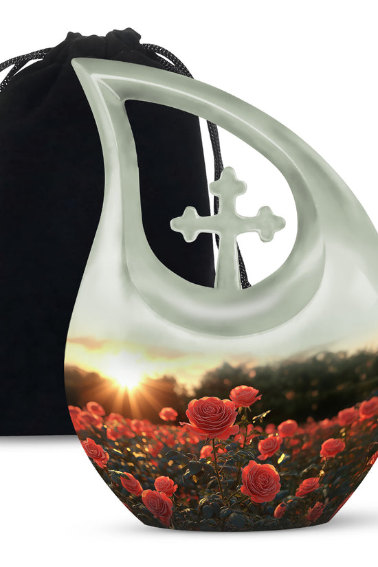 Rose Garden Funeral Urn - Decorative Memorial Urn For Women