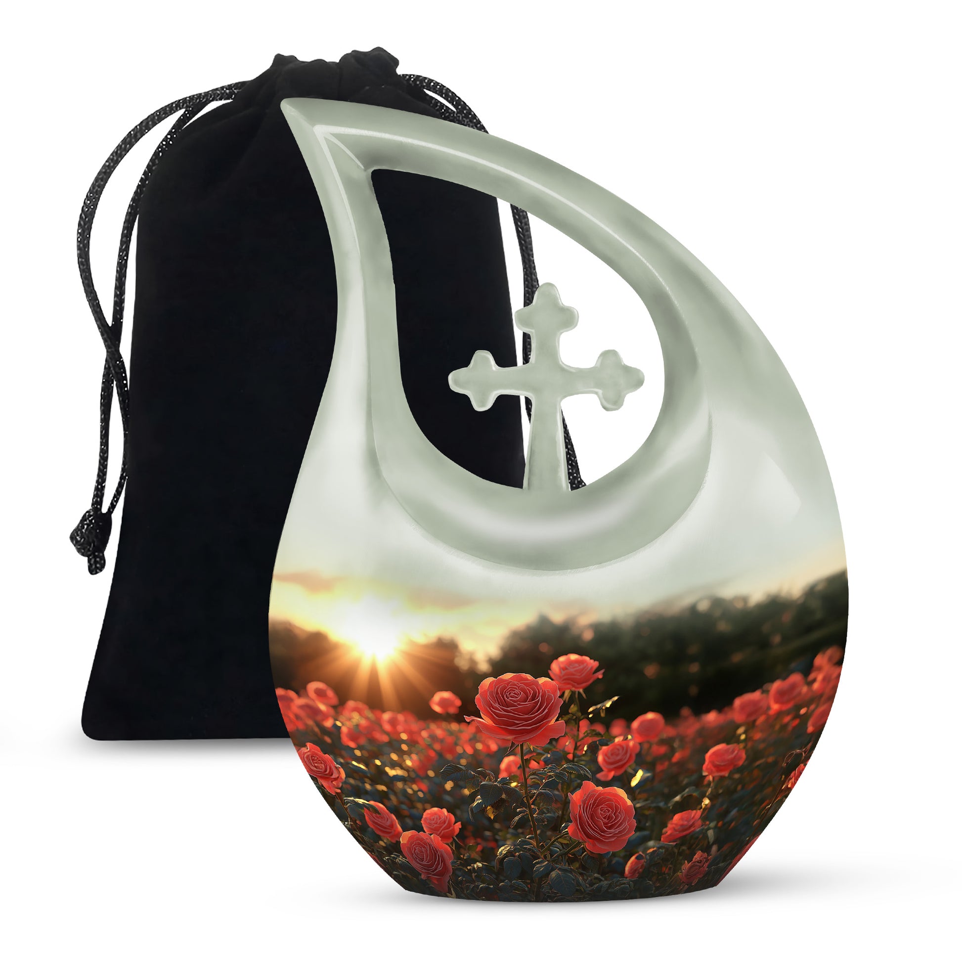 Rose Garden Funeral Urn - Decorative Memorial Urn For Women