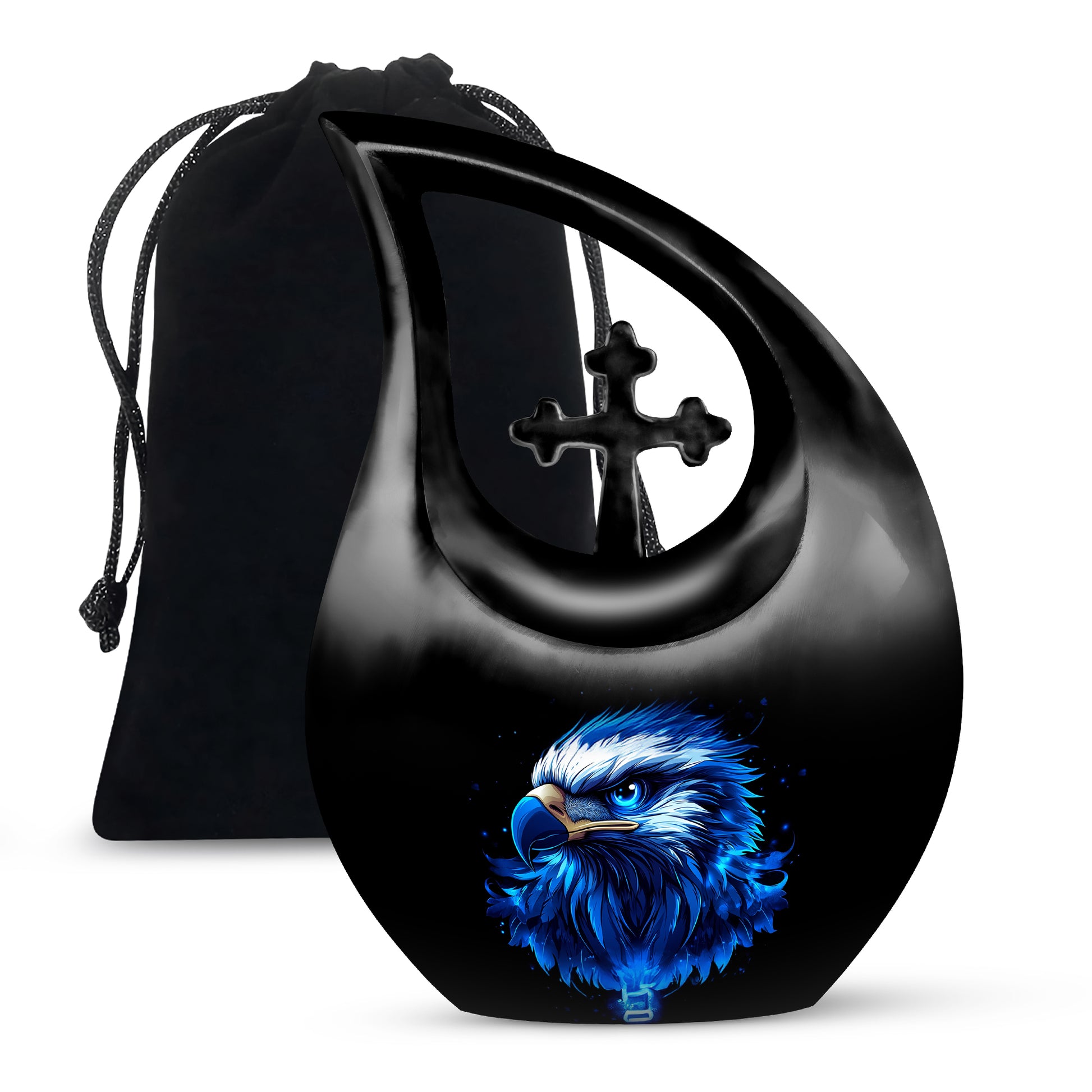 Neon Blue Eagle Art Urn For Funeral - Large Sized Urn For Adult Male