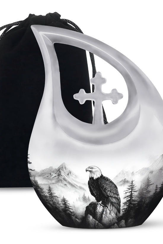 Black And White Eagle Urn For Ashes - Memorial Ashes Urn For Men