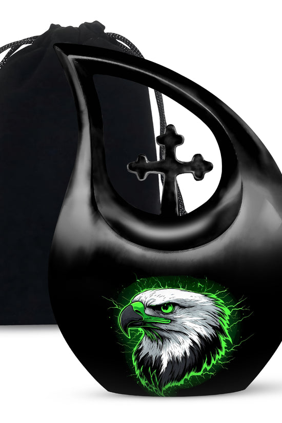 Neon Green Artistic Eagle Urn For Funeral - Large Urn For Adult Male