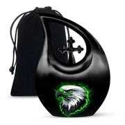 Neon Green Artistic Eagle Urn For Funeral - Large Urn For Adult Male