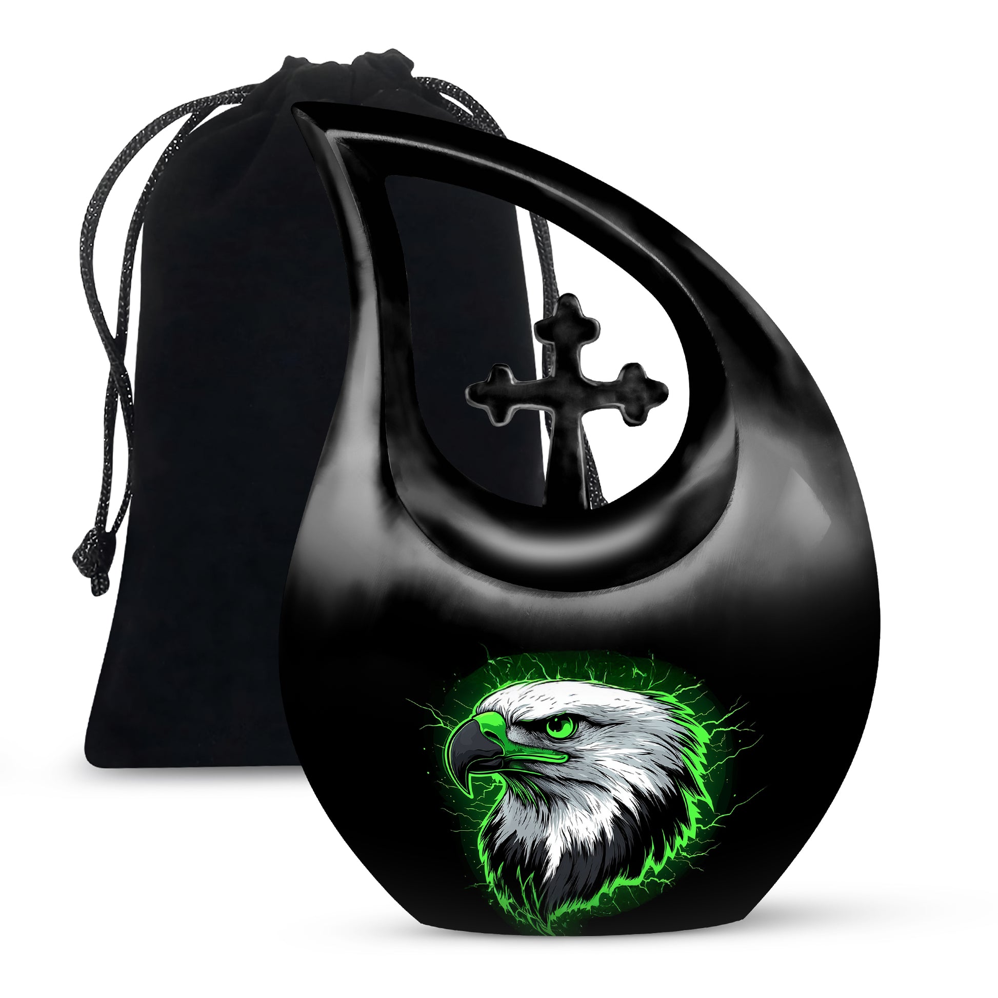 Neon Green Artistic Eagle Urn For Funeral - Large Urn For Adult Male