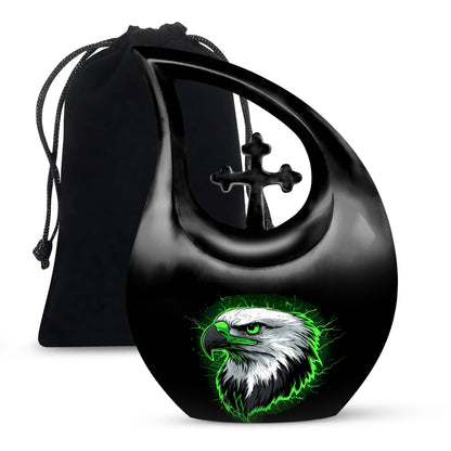 Neon Green Artistic Eagle Urn For Funeral - Large Urn For Adult Male