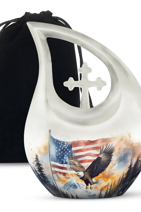 Patriotic Eagle Urn For Men - American Flag Cremation Urn For Sale