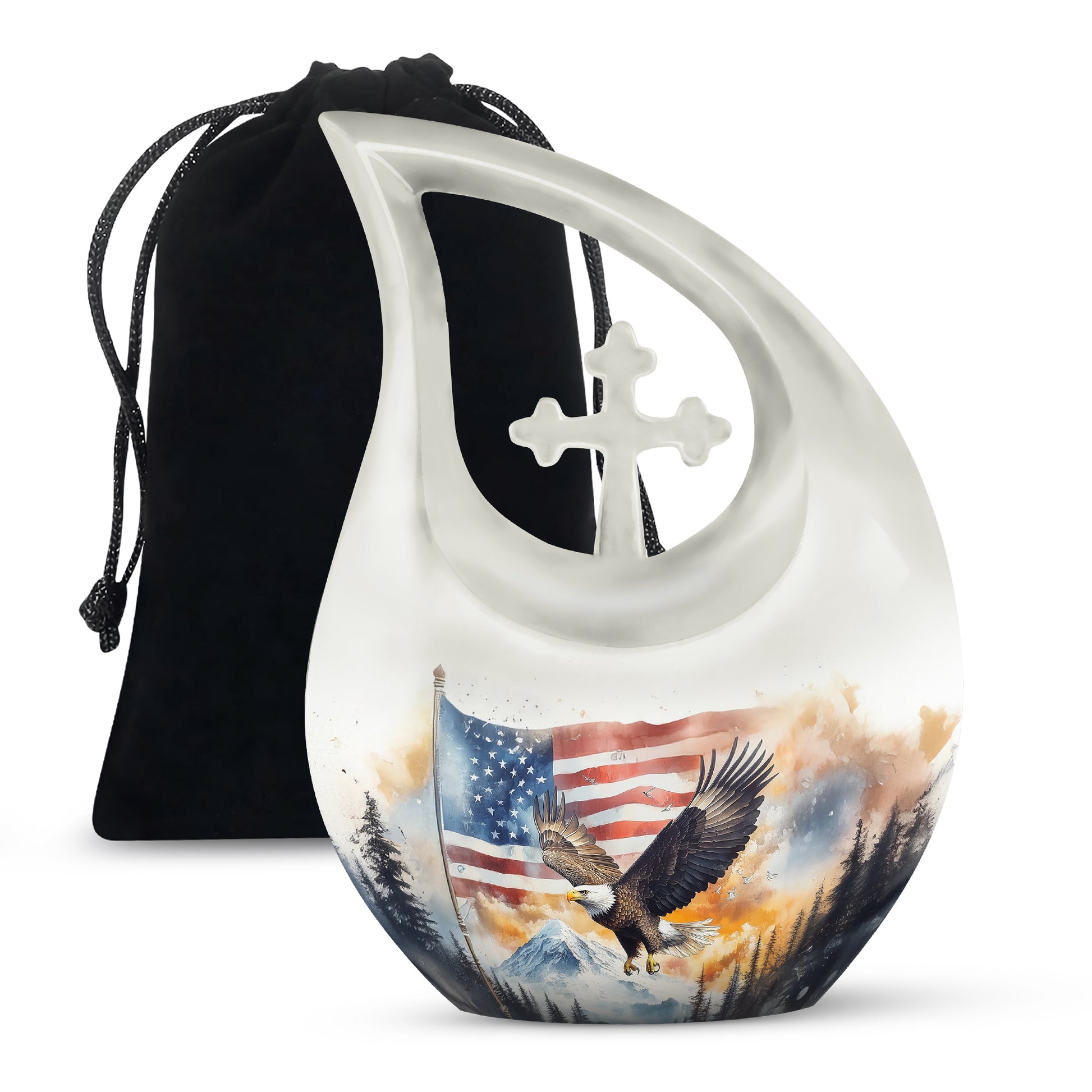 Patriotic Eagle Urn For Men - American Flag Cremation Urn For Sale
