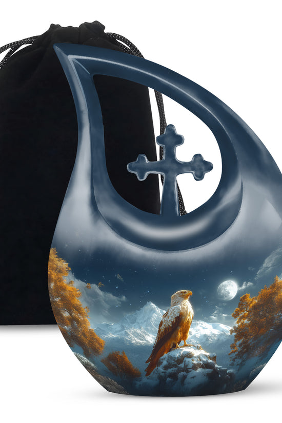 Bald Eagle Memorial Urn for Ashes - Beautiful Mountain Funeral Urn For Adult Ashes