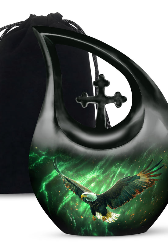 Flying Bald Eagle Cremation Urn - Scenic Memorial Urn For Human Ashes